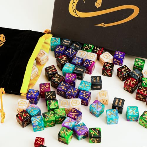 Color MTG Counter Dice Set Keyword Shield Life Counters with Dice Storage Bag for MTG TGG Table Games (72 Count)