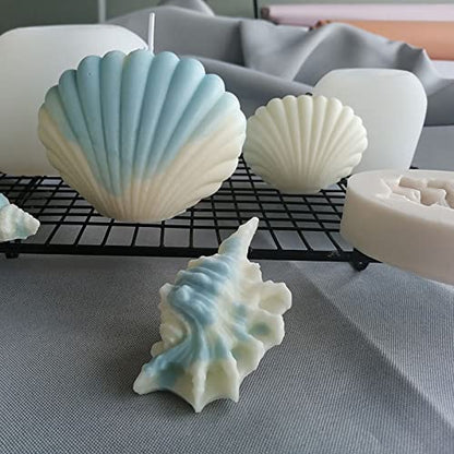 4 Pack Silicone Conch Resin Sea Shell Mold for Candles and Soap