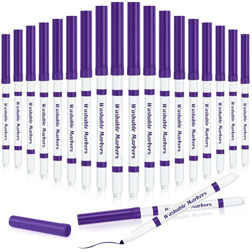 18 Pcs Line Washable Markers Purple Fine Tip Markers for Kid (18 Count)