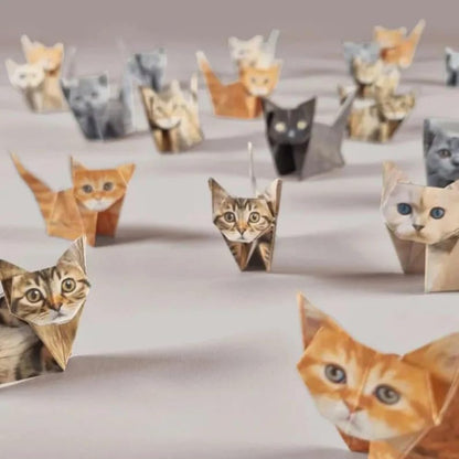 Paper Cat, Paper Cat Origami,50 DIY Origami Foldable Cute Cat Figurines Fun Craft Activity, Desktop Decor, and Gifts for Cat Lovers - Crafty Corner