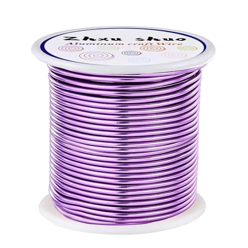 12 Gauge(2mm) Aluminum Wire 35 Yards Anodized Metal Wire for Bonsai Armature Crafting Sculpting Jewelry Craft Making Beading Floral (Light Purple, 12 Gauge) (105 Foot)