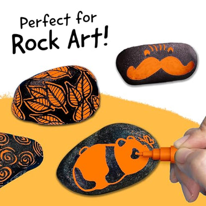 4 Acrylic Dual Tip Orange Paint Pen Metallic for Rock Painting