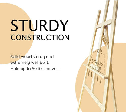 Wooden Painting Easel Stand, Adjustable＆Folds Flat for Storage, Ideal for Painting, Office Presentations, Posters, Signage