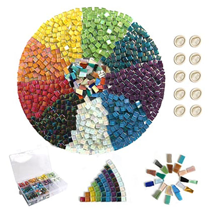 1.5lb Mosaic Tiles Assorted Iridescent Crystal Glass Mosaic Tile for Crafts