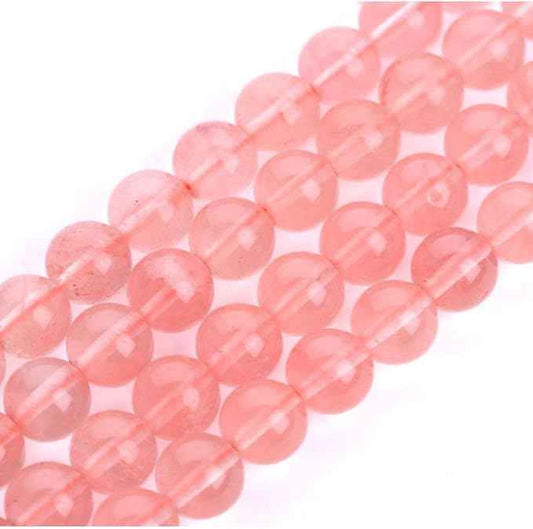 70pcs Synthetic Red Cherry Quartz Healing Gemstone 10mm (0.39 inch) Round Loose Beads Gem Stone Spacer for Craft Jewelry Making GF26-10