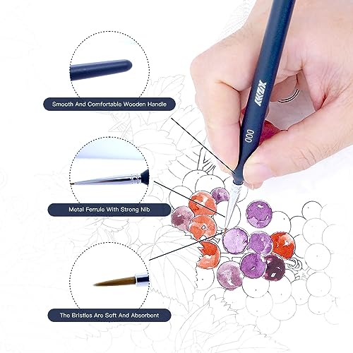 11Pcs Fine Detail Paint Brushes Set Fine Tip Paint Brush Miniature Mini Paints Brush for Watercolor