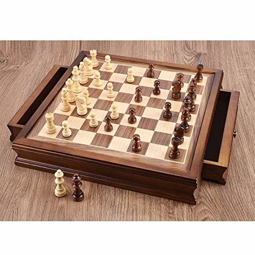 12.8" x 12.8" Magnetic Wooden Chess Set with 2 Built