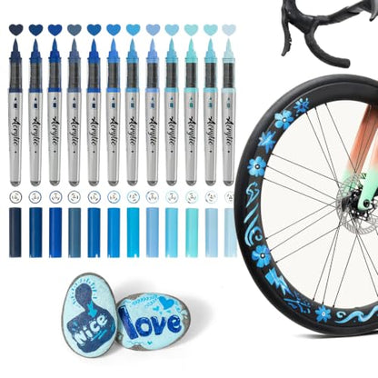 Acrylic Paint Markers 12 Blue Colors (12 Count)