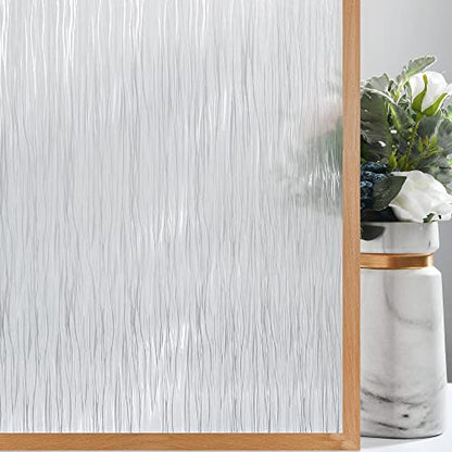 Frosted Window Privacy Film Non Adhesive Window Cling Removable Glass Covering Clear Water Opaque Window Film for Home Anti UV 17.7x157.4 inches (19.34 Sq Ft)