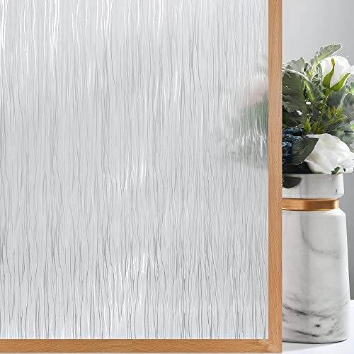 Frosted Window Privacy Film Non Adhesive Window Cling Removable Glass Covering Clear Water Opaque Window Film for Home Anti UV 23.6x78.7 inches (12.89 Sq Ft)
