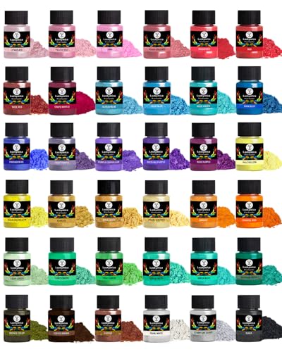 Mica Powder 36 Colors Pearlescent Pigment Powder for Epoxy Resin (12.6986 Ounce)