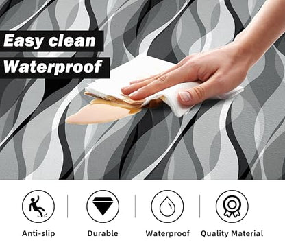 Kitchen Mats for Floor Modern Abstract Kitchen Rugs Grey Stripe Anti Fatigue Kitchen Mats Waterproof Floor Mats Cushioned Non