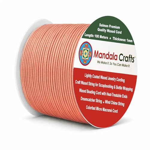 1mm Salmon Cotton Waxed Cord for Jewelry Making (327 Foot)