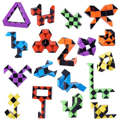 18 Pack Fidget Snake Cube Mini Twist Puzzle for Kids (18 Count)