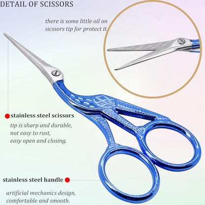 4.5Inch Little Sewing Scissors Crane Shears with Cover Tassel Stainless Steel Scissor for Crafting Embroidery Needlework DIY Daily Use