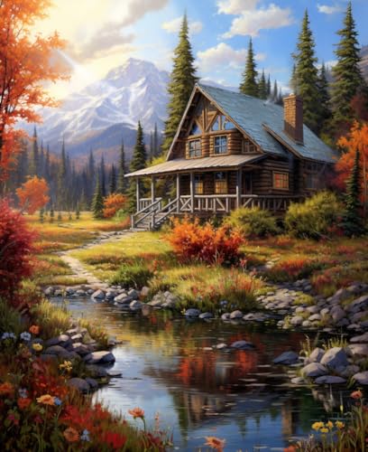 14CT Counted Cross Stitch Kits for Adults Mountain Flowers Advanced Stamped Cross Stitch Kits for Adults