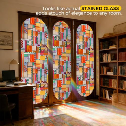3D Stained Glass Window Privacy Film Decorative Non