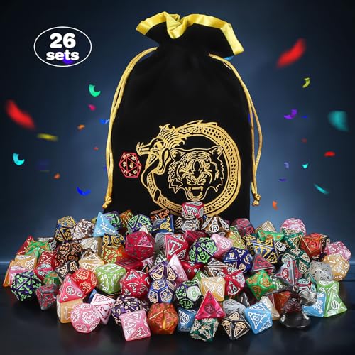 Holiday Theme Polyhedral Role Playing Dice with Pouch (182 Count)