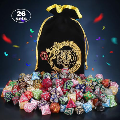 Holiday Theme Polyhedral Role Playing Dice with Pouch (182 Count)