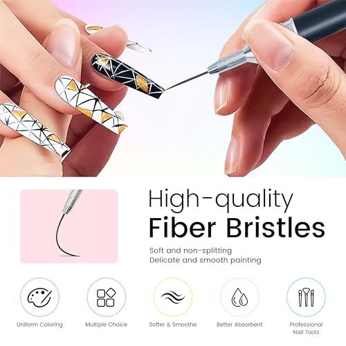 Gel Polishing Nail Liner Brush 5pcs Of Painting Art Nail Liner Brush Outline Beautiful Patterns