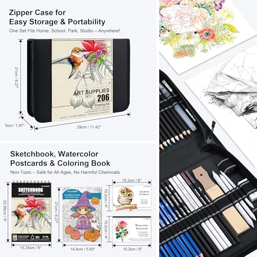 206 Drawing Set Sketching Kit (206 Count)