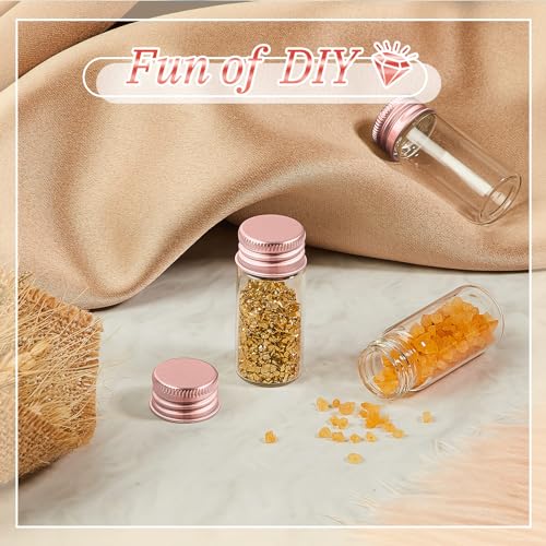 100 Pcs Small Clear Vials Spice Mini Jars with Lids Mini Glass Bottles with Screw Aluminum Metal Caps Tiny Jars Sample Containers for Powder Cream Cosmetic Jewelry Wedding (100 Count)
