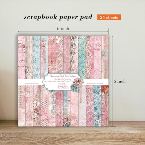 6 Inch Retro Pink Scrapbooking Paper Pad (24 Count)