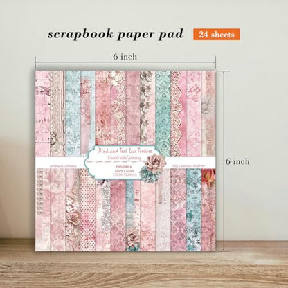 6 Inch Retro Pink Scrapbooking Paper Pad (24 Count)