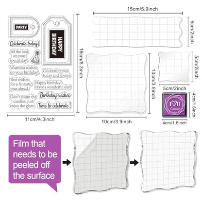 6 Pcs Clear Stamps for Birthday Card Making Supplies 20 Ink Pad