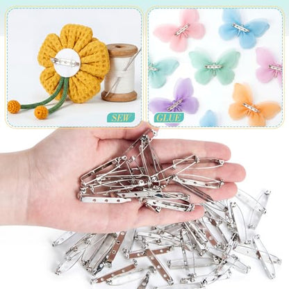 100 Pcs Brooch Pin Backs Bar Pins Backs for Crafts Safety Clasp with Plastic Box (100 Count)