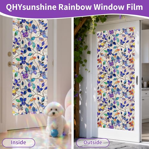 Stained Glass Window Privacy Film Decorative Rainbow Static Clings