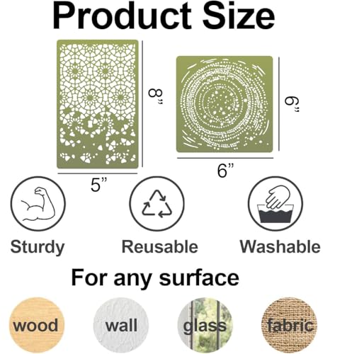 Cubist Stencils for Painting Texture Stencils for Crafts Reusable (20 Count)