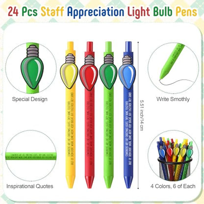 24 Pcs Christmas Gifts for Coworkers Bulk Ballpoint Pens Coworkers Are Like Christmas Lights Appreciation Gifts for Office Staff Stocking Stuffers (24 Count)