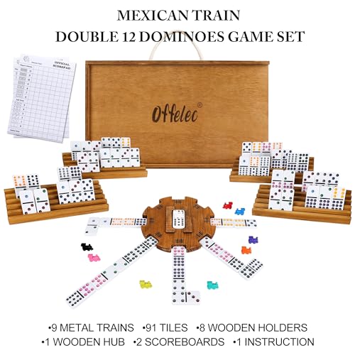 Mexican Train Dominoes Set with 8 Holders