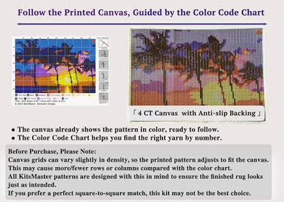 Tropical Sunset Latch Hook Rug Kit for Adults