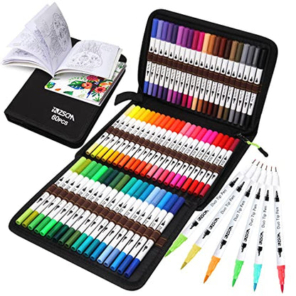 ZSCM 60 Colors Markers for Adult Coloring Books No Bleeding (60 Count)