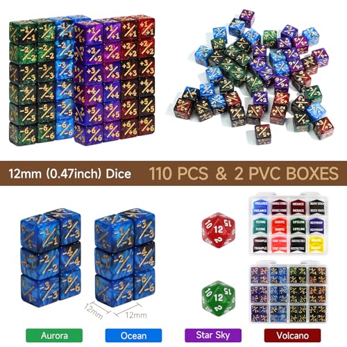 110PCS MTG Tokens & 12mm MTG Life Counter Dice Set for Magic Card with Box (110 Count)