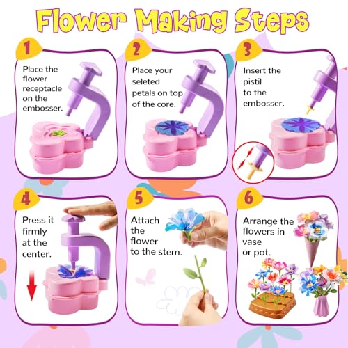 Flower Bouquet Craft Kit Flowers Market Toy Educational Toys Fun DIY Activity Set Christmas Birthday Gift for 4 5 6 7 8+ Year Old Girls and Boys
