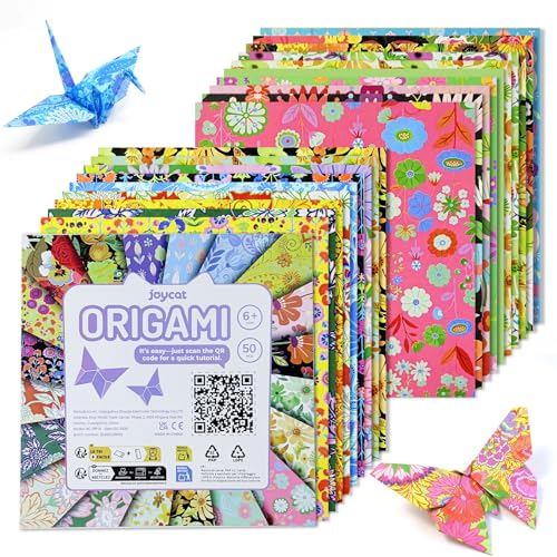 Floral Botanical Patterned Origami Paper (50 Count)