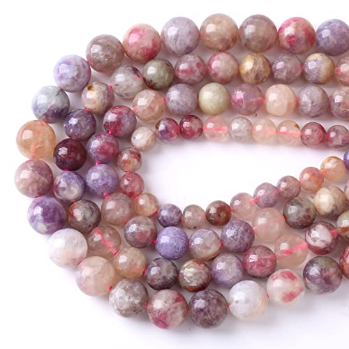 36pcs 10mm 5A Natural Pink Tourmaline Stone Beads Round Loose Spacer Healing Energy Beads for Jewelry Making DIY Bracelets Necklaces 15"