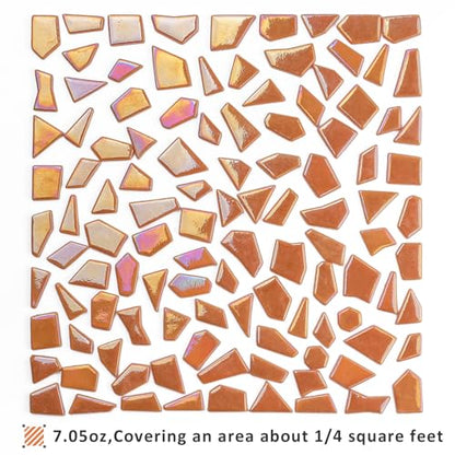 Iridescent Glass Mosaic Tiles for Crafts Bulk (7.05 Ounce)
