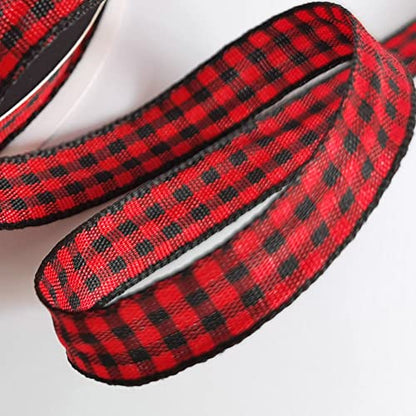 Red and Black Gingham Plaid Checked Ribbon 25 Yards Each Roll 100% Polyester (75 Foot)