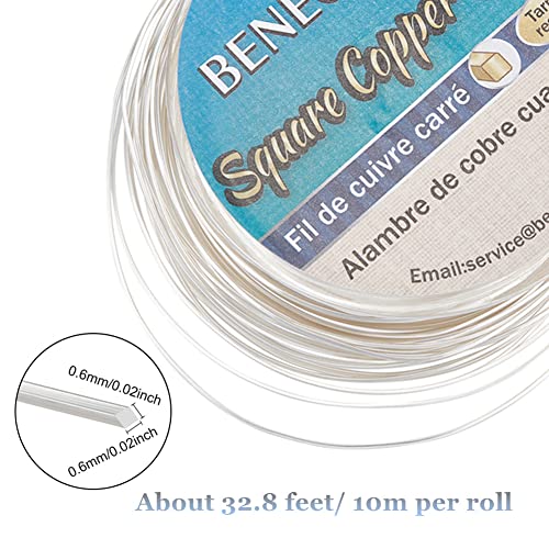 32.81 Feet 24 Gauge Silver Square Copper Wire