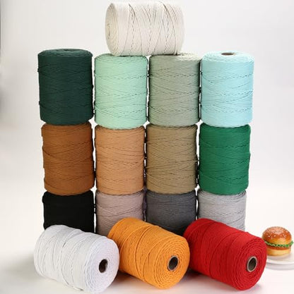 Macrame Cord 4mm x 328yards Natural Cotton Cord for Macrame Crafts