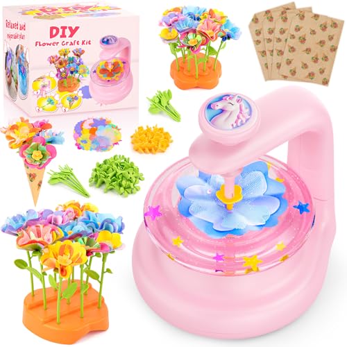 DIY Fabric Flower Bouquet Toys for 3 4 5 6 7 8 Year Girls Easter Basket Stuffers Educational Toy Reusable Bouquets Maker Birthday Gift for Girls Handmade Activity Set