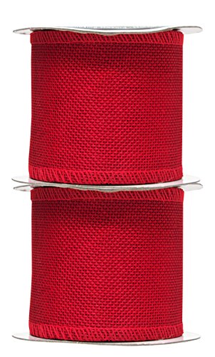 3 Inch Wide Red Burlap Ribbon for Crafts (60 Foot)