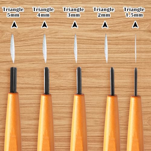 5 Pcs Linoleum Carving Tool Set Wood Handle Linocut (5 Count)