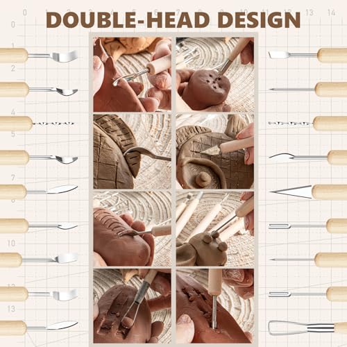 22PCS Wooden Pottery Sculpting Tools