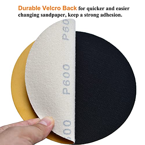 6-Inch No-Hole Hook and Loop Gold Sanding Discs 600-Grit, 100-Pack (100 Count)