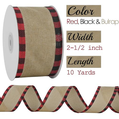 Burlap Ribbon 2.5 Inch x 10 Yards (30 Foot)